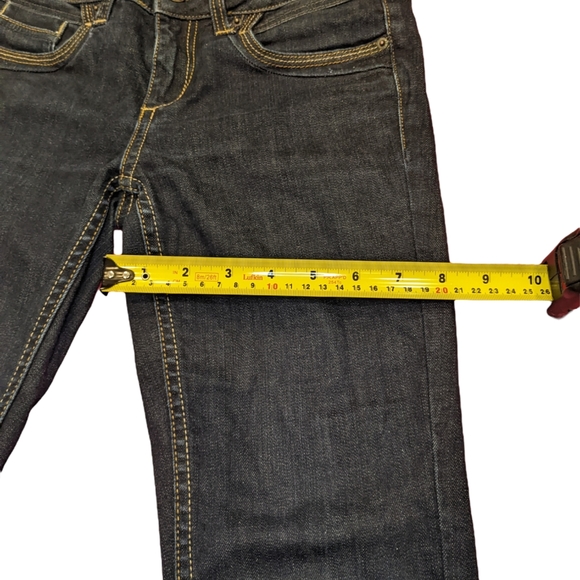 3/$25 TopShop Baxter Moto Straight Leg Dark Wash Jeans size 26x32 - Picture 11 of 15